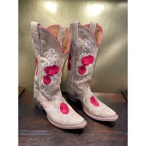 Ariat Leather Cowboy Boots‎ 13" Corazon Embroidered Roses Western Sz 7.5B
